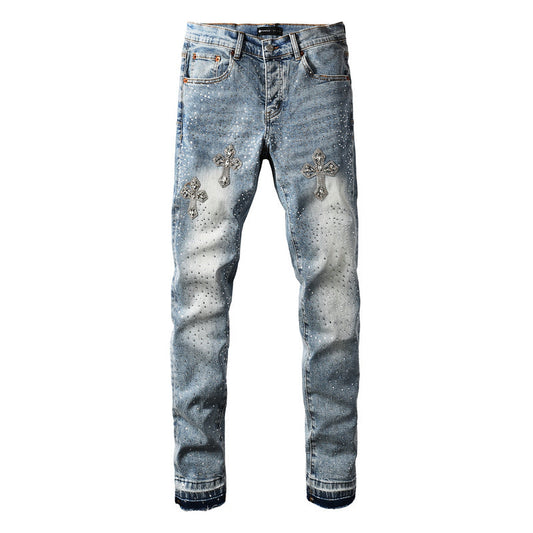 Purple Brand Crystal Diamond Jeans #9132